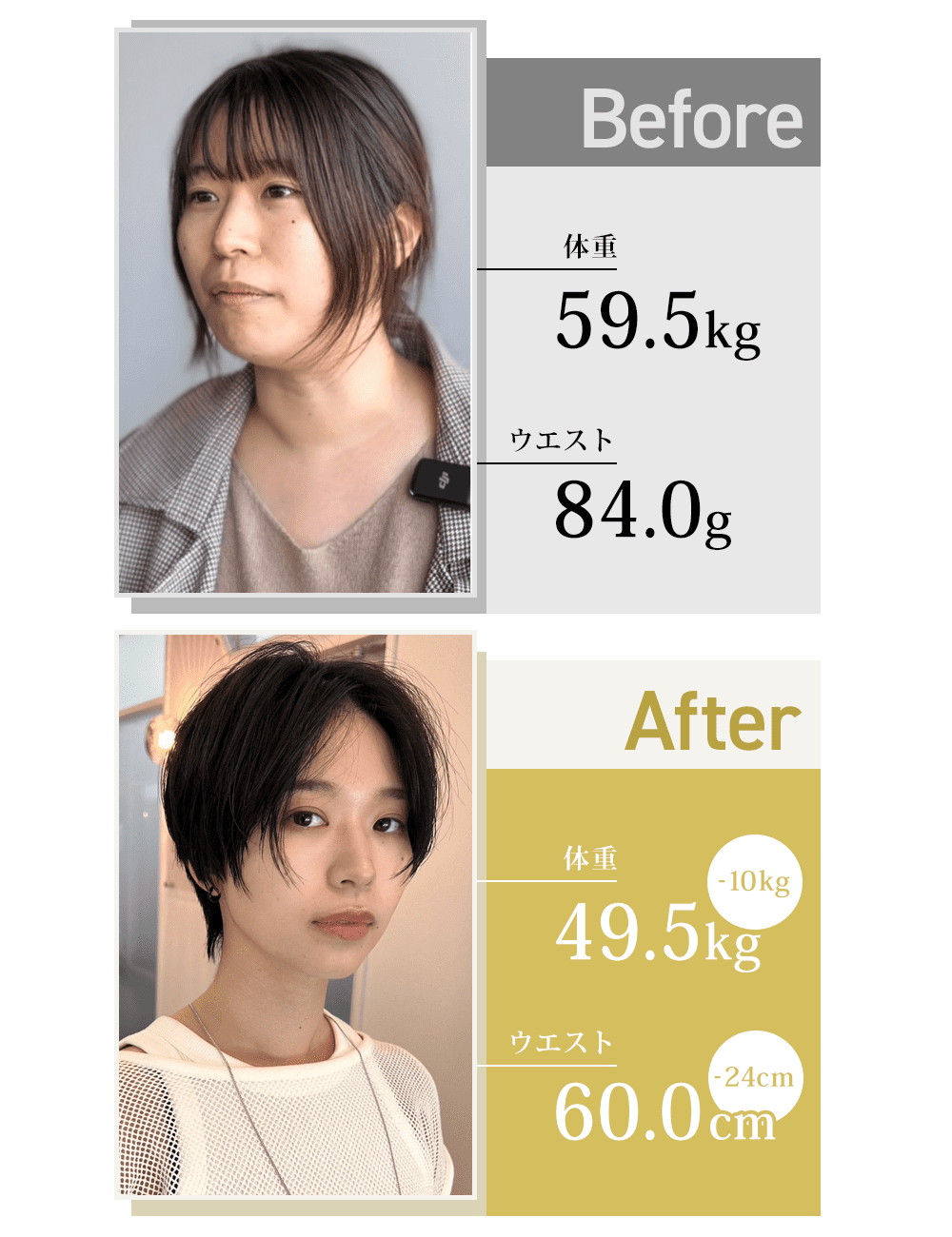 約60kgの女性がオンラインパーソナルトレーニングでリバウンドせず-10kgのダイエットに成功したビフォーアフター詳細